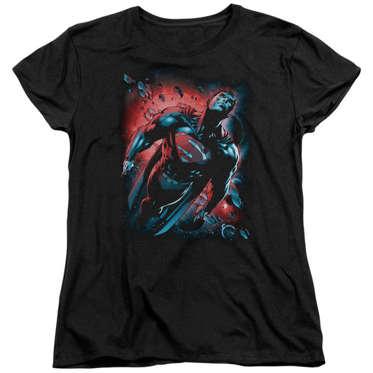 Superman Red Sun Womens T Shirt Black