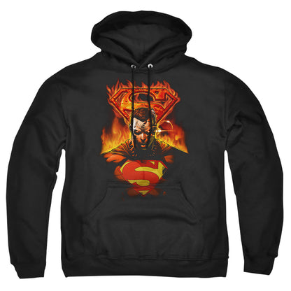 Superman Man On Fire Mens Hoodie Black