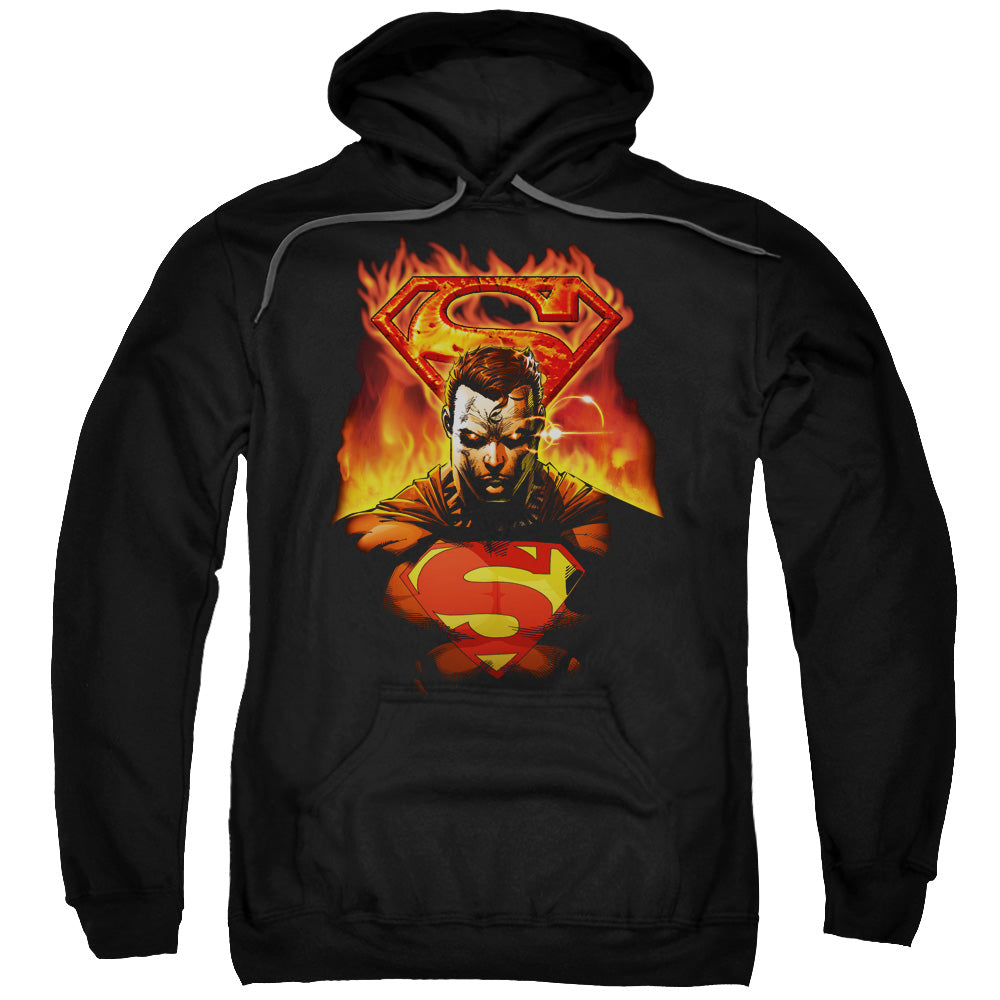 Superman Man On Fire Mens Hoodie Black