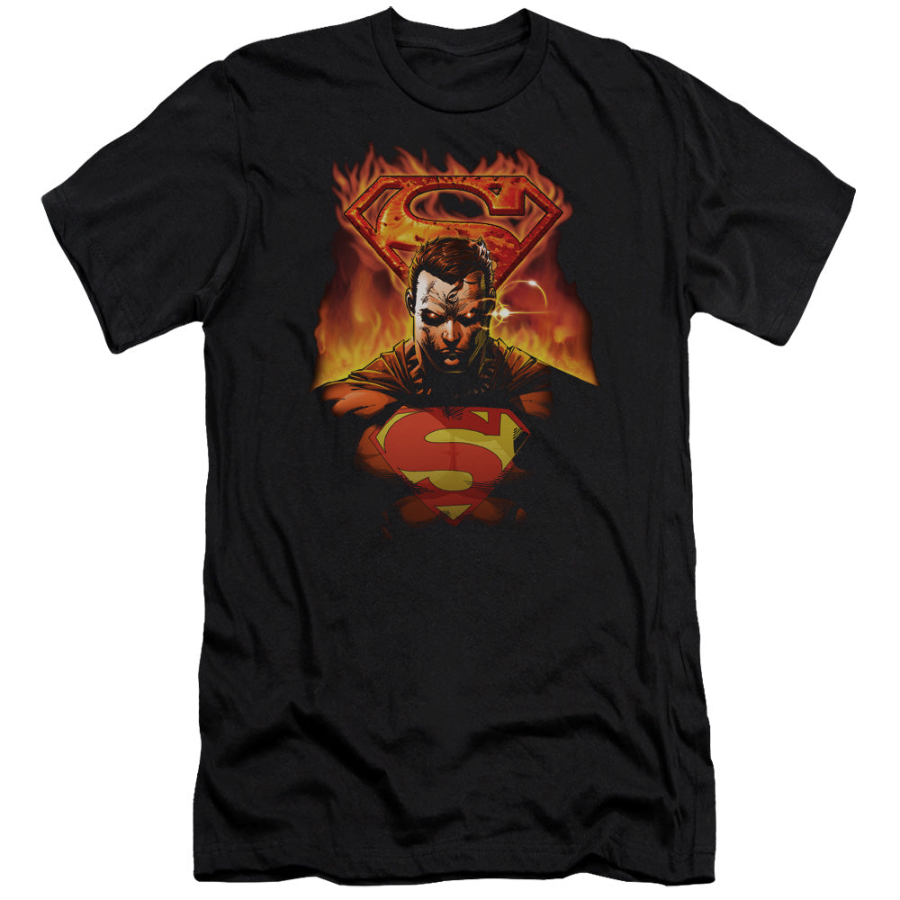 Superman Man On Fire Slim Fit Mens T Shirt Black