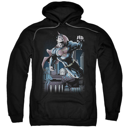 Superman Night Fight Mens Hoodie Black