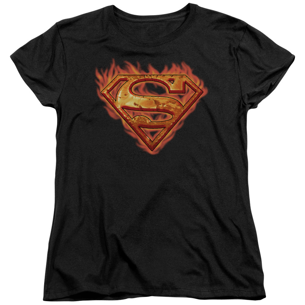 Superman Hot Metal Womens T Shirt Black