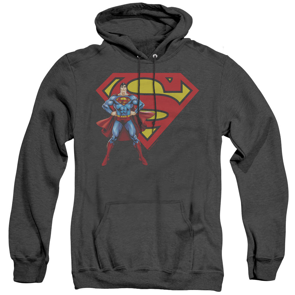 Superman Superman & Logo Mens Heather Hoodie Black