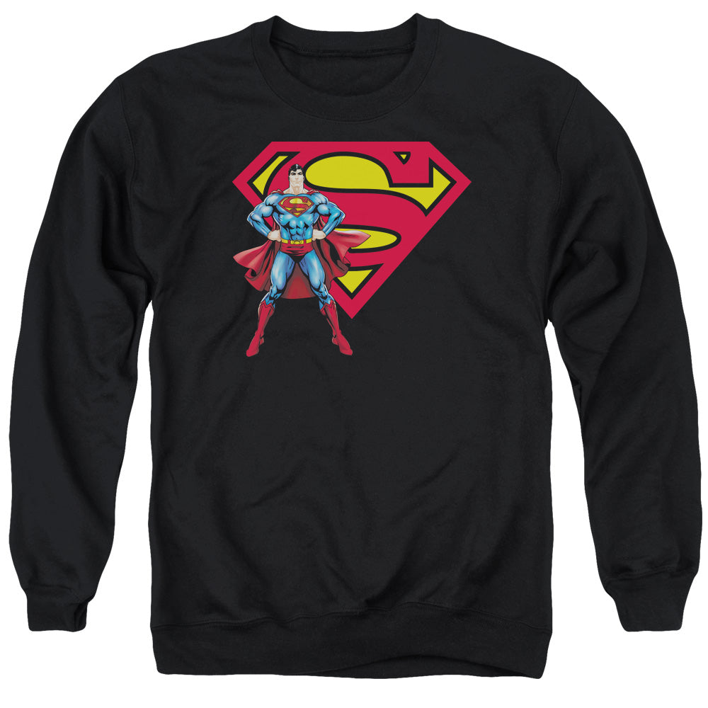 Superman Superman &Amp; Logo Mens Crewneck Sweatshirt Black