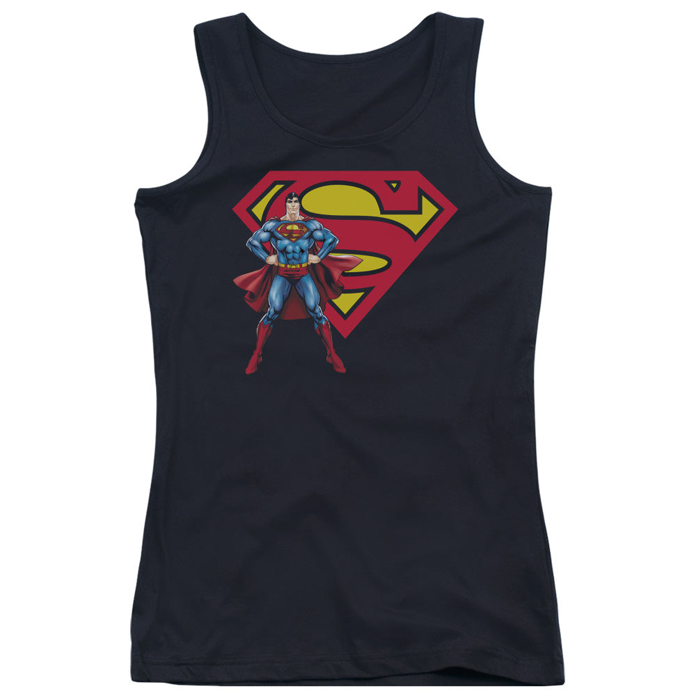 Superman Superman & Logo Womens Tank Top Shirt Black