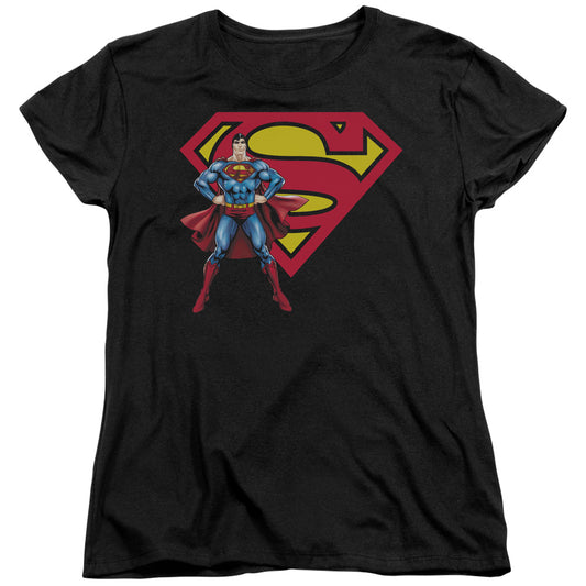 Superman Superman & Logo Womens T Shirt Black