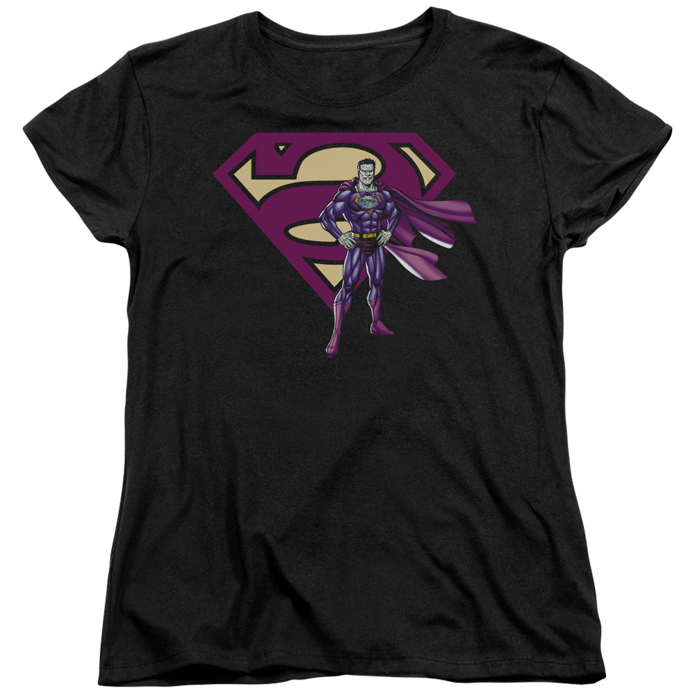 Superman Bizarro & Logo Womens T Shirt Black