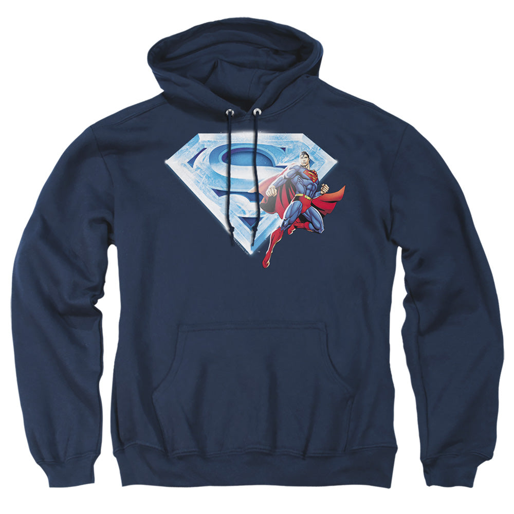 Superman Superman &Amp; Crystal Logo Mens Hoodie Navy