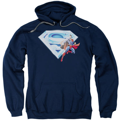 Superman Superman &Amp; Crystal Logo Mens Hoodie Navy