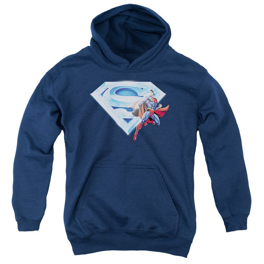 Superman Superman & Crystal Logo Kids Youth Hoodie Navy