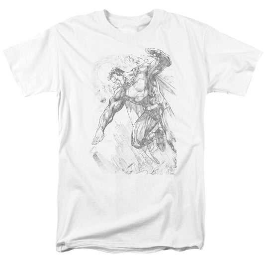 Superman Pencil City To Space Mens T Shirt White