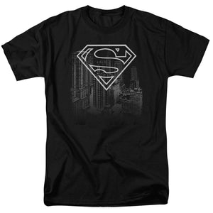 Superman Skyline Mens T Shirt Black