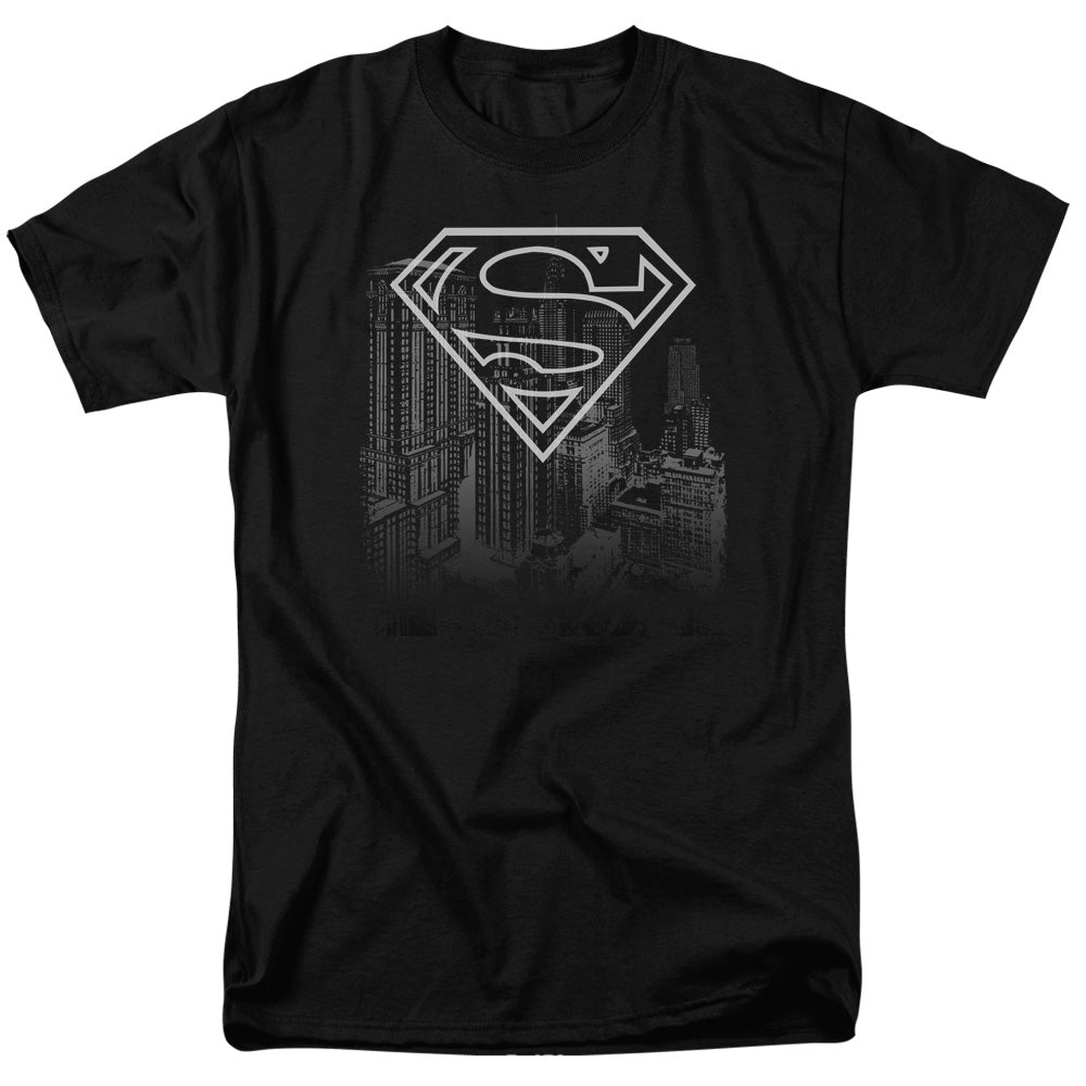 Superman Skyline Mens T Shirt Black