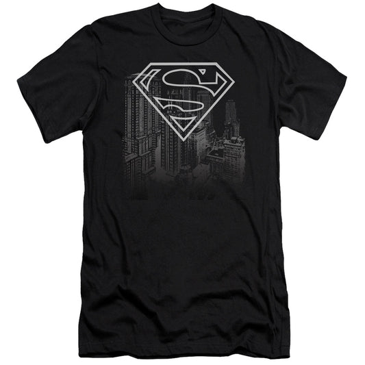 Superman Skyline Slim Fit Mens T Shirt Black