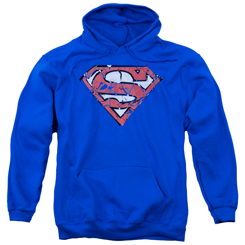 Superman Ripped And Shredded Mens Hoodie Royal Blue