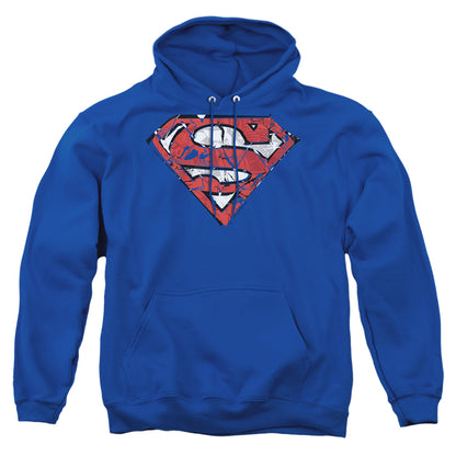 Superman Ripped And Shredded Mens Hoodie Royal Blue