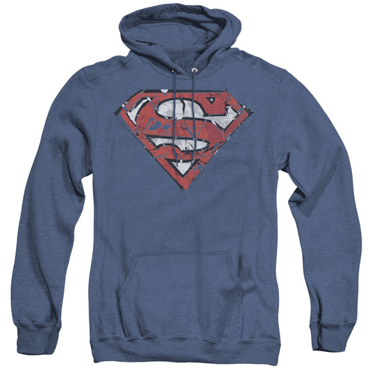 Superman Ripped And Shredded Heather Mens Hoodie Royal Blue