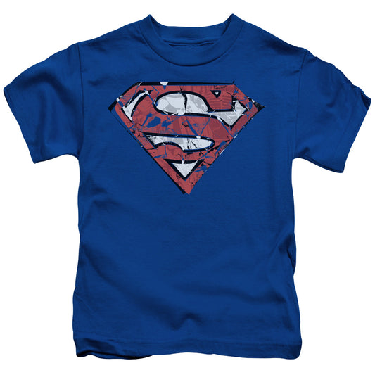 Superman Ripped And Shredded Juvenile Kids Youth T Shirt Royal Blue