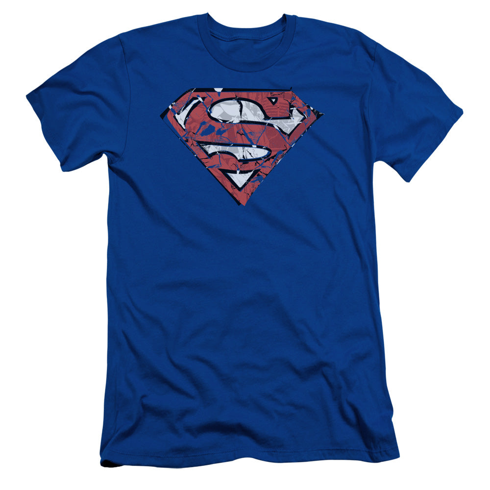 Superman Ripped And Shredded Slim Fit Mens T Shirt Royal Blue