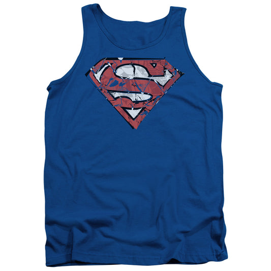 Superman Ripped And Shredded Mens Tank Top Shirt Royal Blue