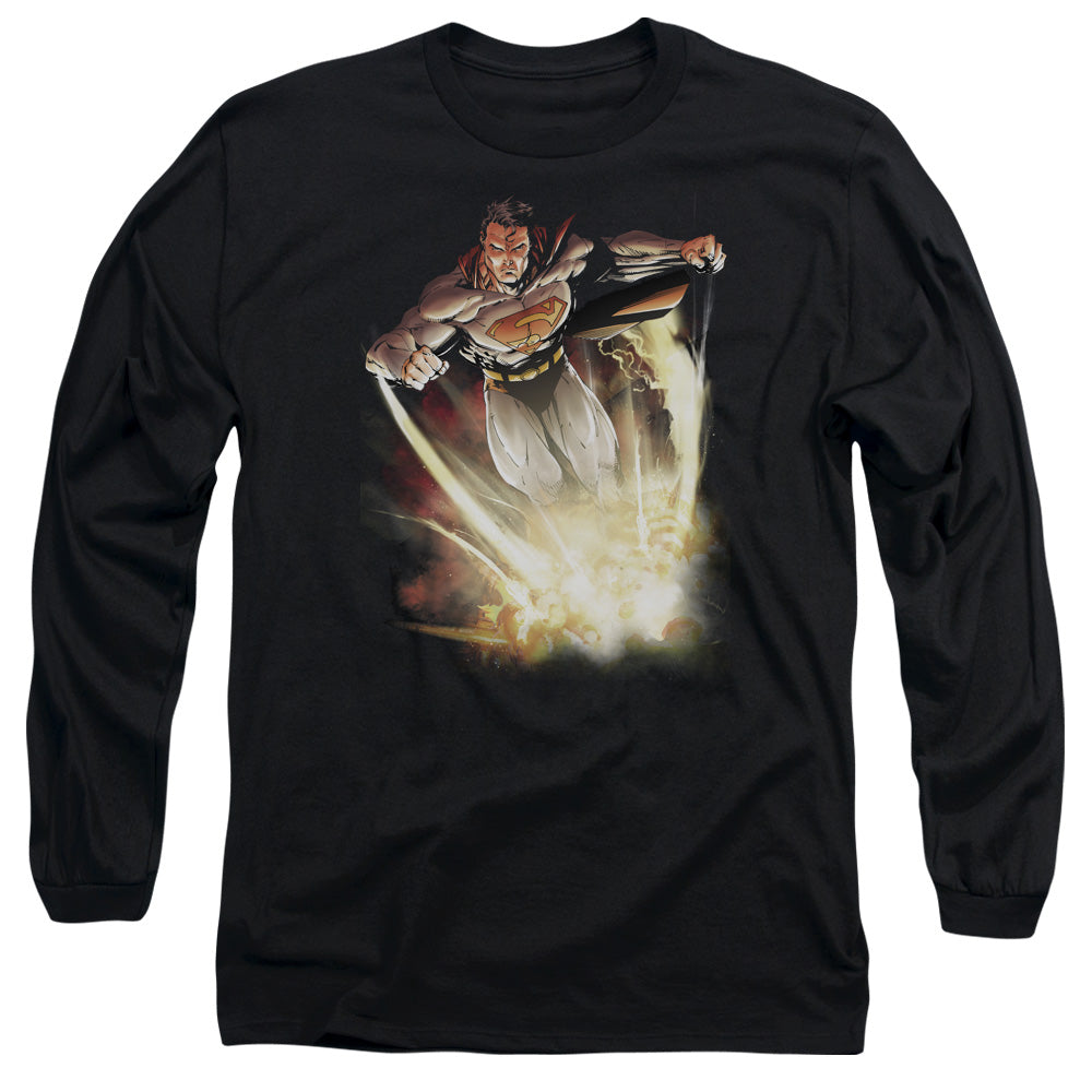 Superman Explosive Mens Long Sleeve Shirt Black