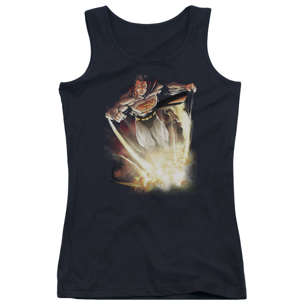 Superman Explosive Womens Tank Top Shirt Black