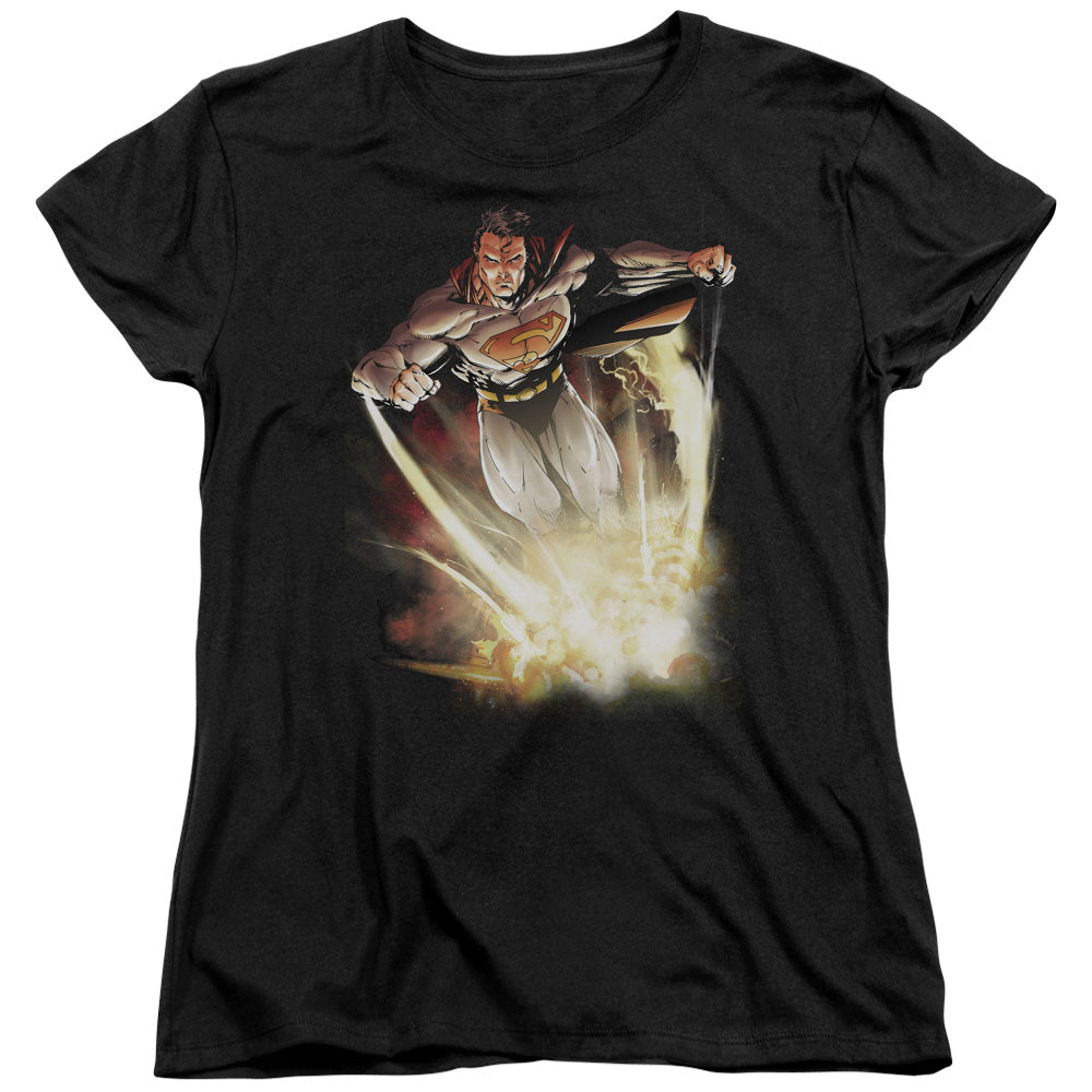 Superman Explosive Womens T Shirt Black