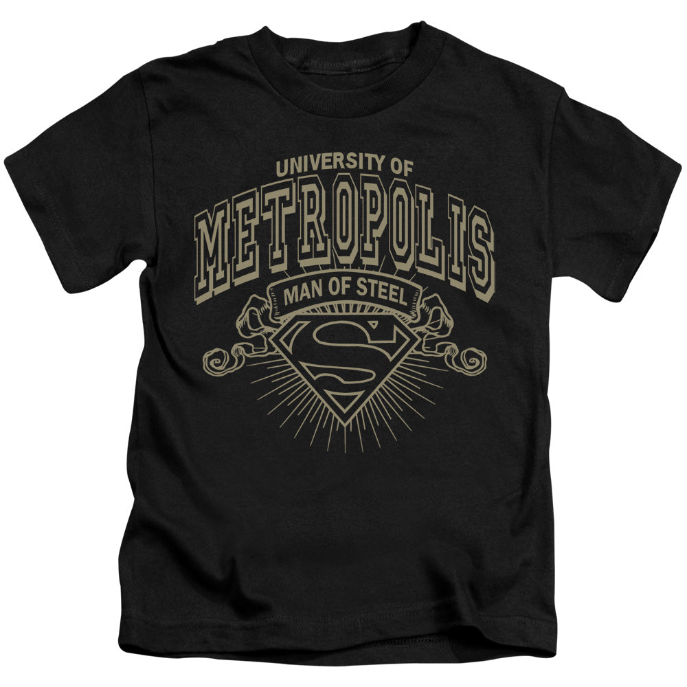 Superman University Of Metropolis Juvenile Kids Youth T Shirt Black