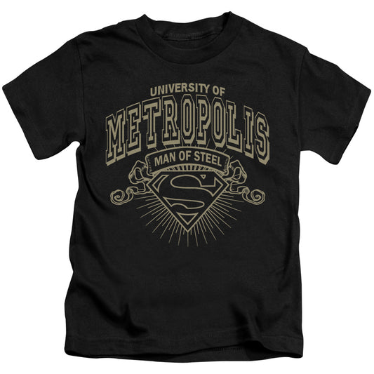 Superman University Of Metropolis Juvenile Kids Youth T Shirt Black