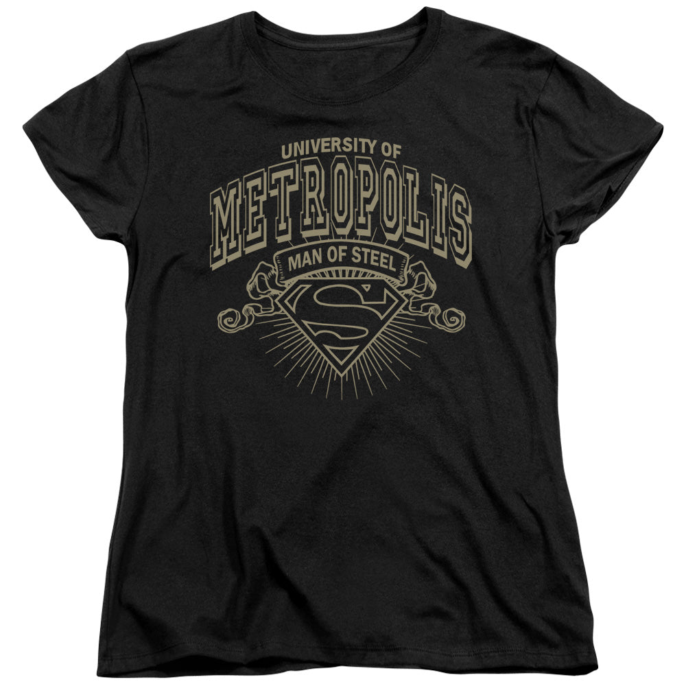 Superman University Of Metropolis Womens T Shirt Black