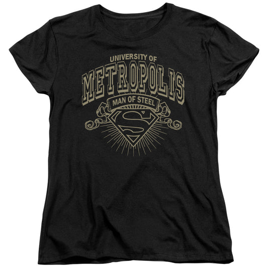 Superman University Of Metropolis Womens T Shirt Black