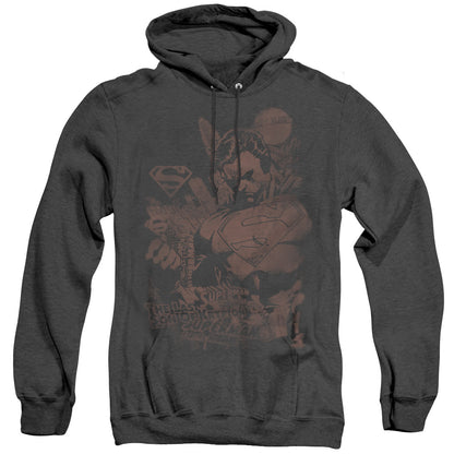 Superman Somber Power Mens Heather Hoodie Black