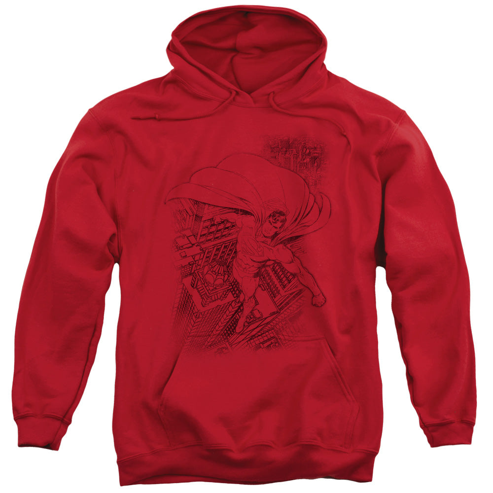 Superman In The City Mens Hoodie Red