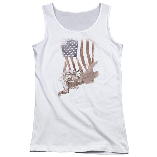 Superman Super American Womens Tank Top Shirt White