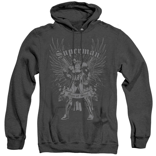 Superman Steel Mens Heather Hoodie Black