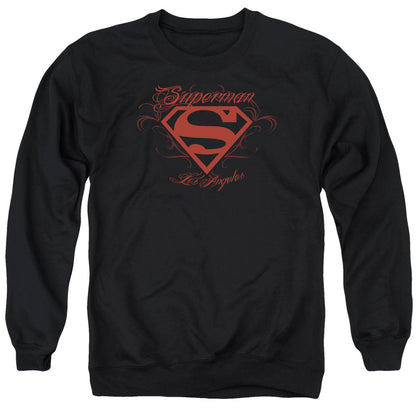 Superman La Mens Crewneck Sweatshirt Black