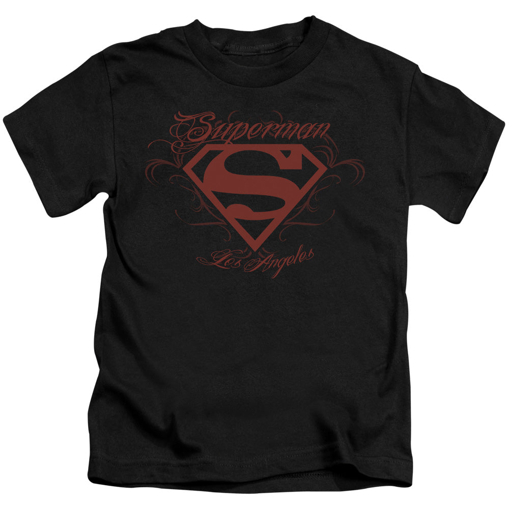 Superman La Juvenile Kids Youth T Shirt Black