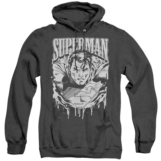 Superman Super Metal Mens Heather Hoodie Black