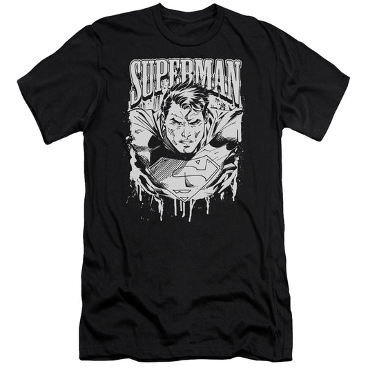 Superman Super Metal Premium Bella Canvas Slim Fit Mens T Shirt Black