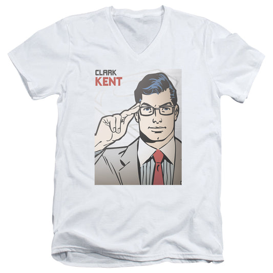 Superman(Dc) Clark Kent Cover S S Adult V Neck White