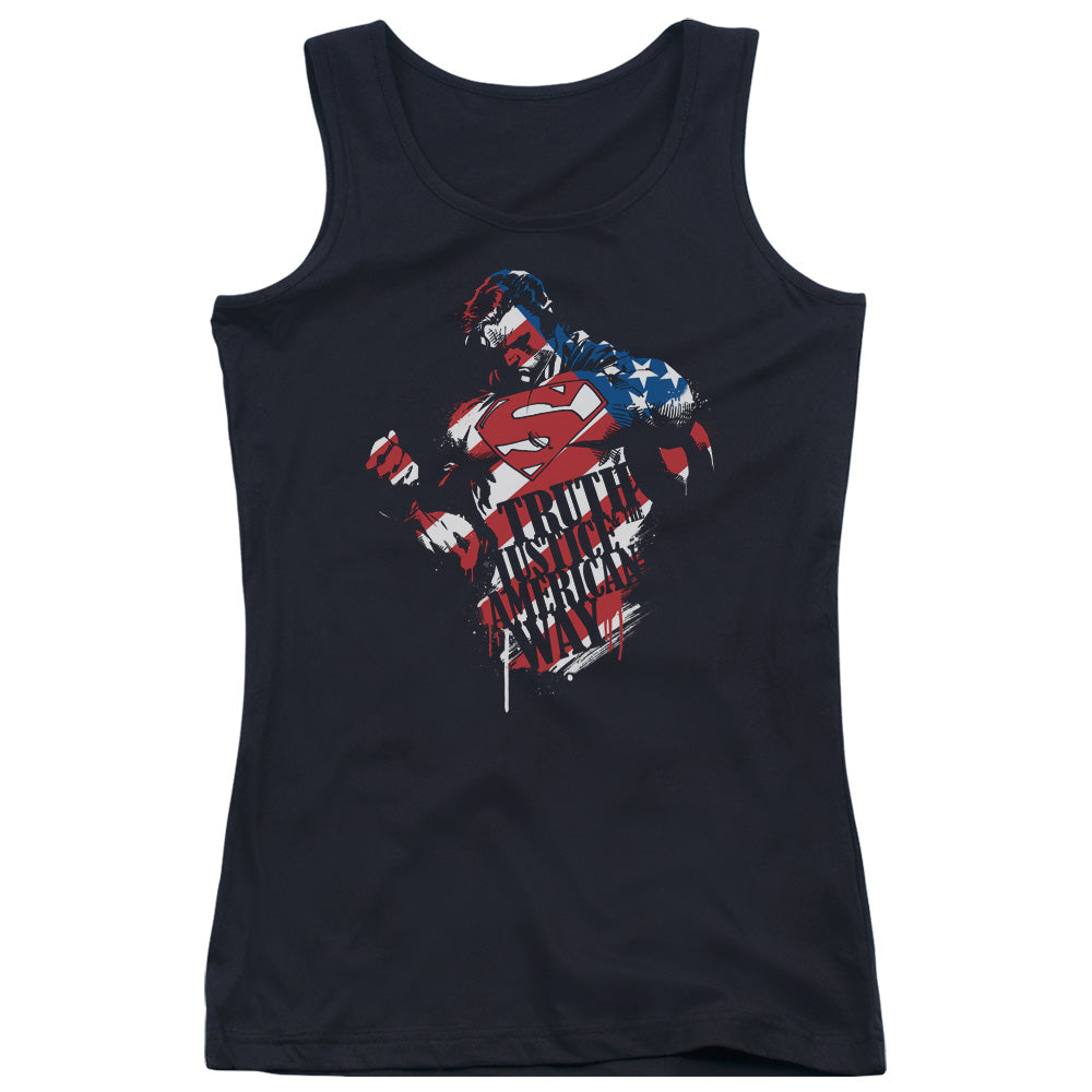 Superman The American Way Womens Tank Top Shirt Black