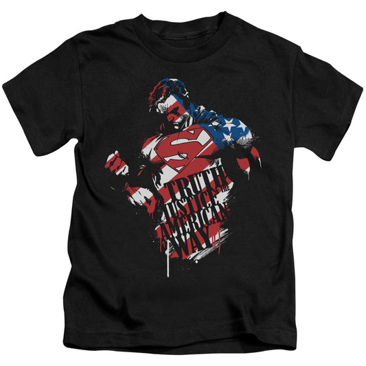 Superman The American Way Juvenile Kids Youth T Shirt Black