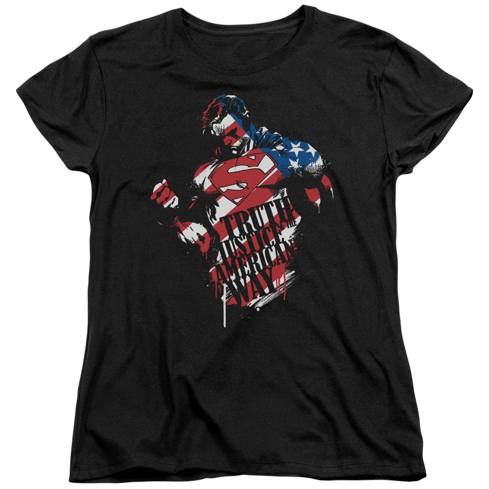 Superman The American Way Womens T Shirt Black