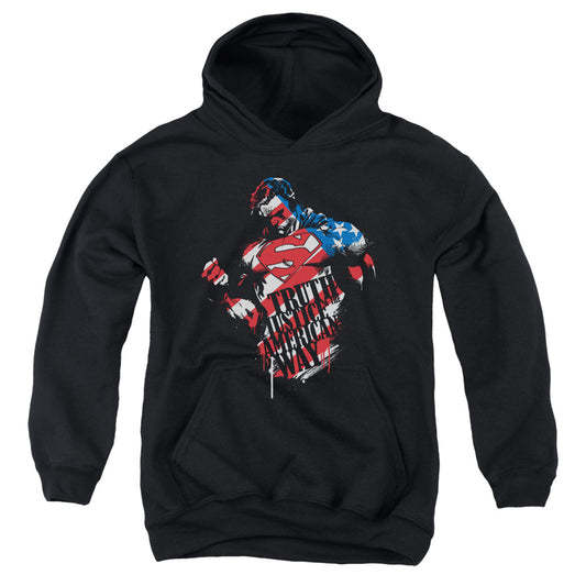 Superman The American Way Kids Youth Hoodie Black