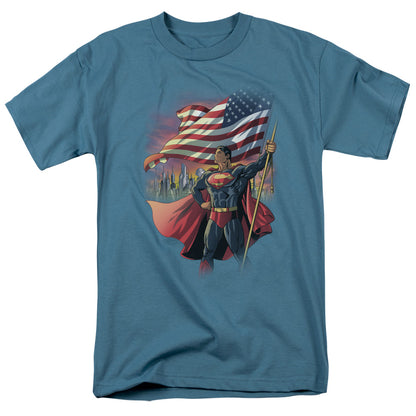 Superman American Hero Mens T Shirt Slate