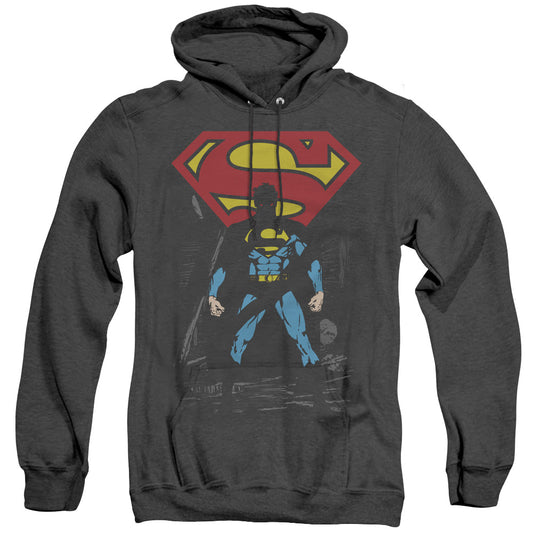 Superman Dark Alley Mens Heather Hoodie Black