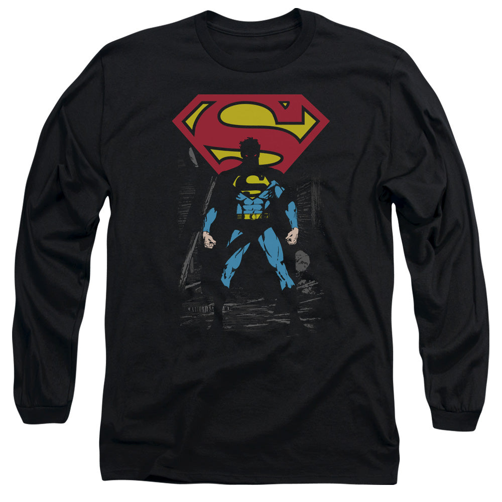 Superman Dark Alley Mens Long Sleeve Shirt Black