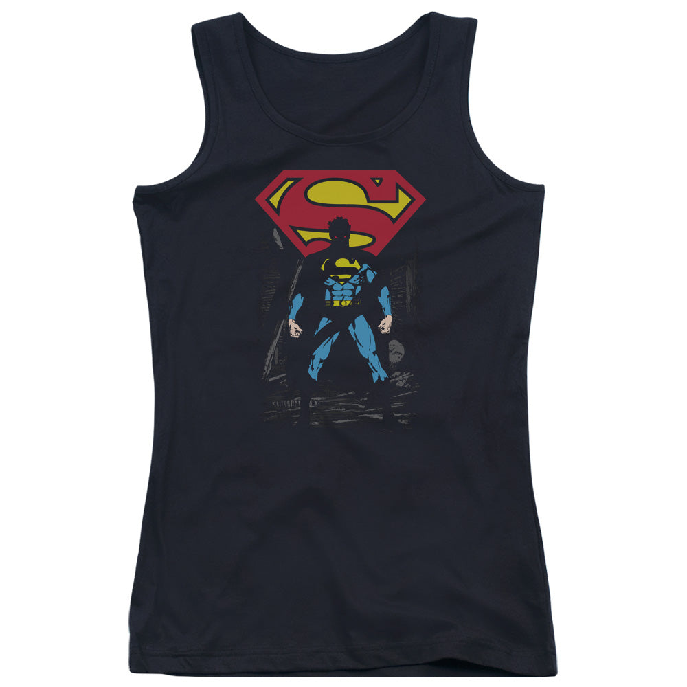 Superman Dark Alley Womens Tank Top Shirt Black