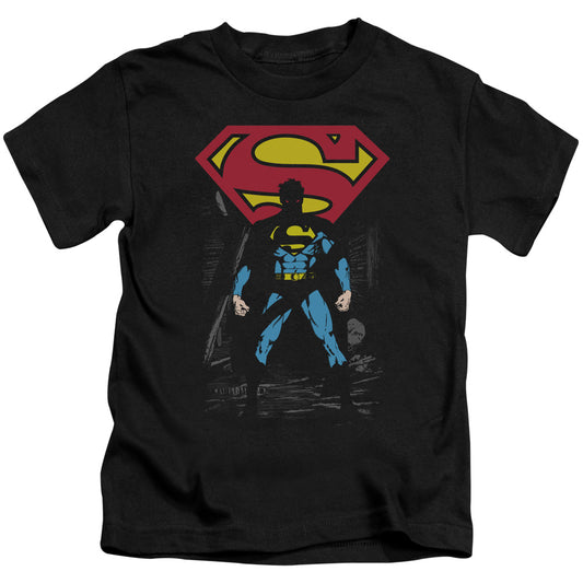 Superman Dark Alley Juvenile Kids Youth T Shirt Black