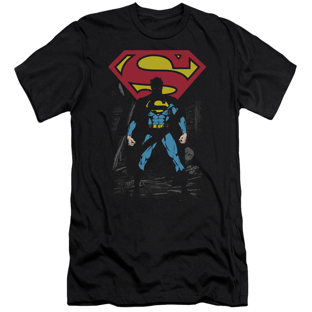 Superman Dark Alley Slim Fit Mens T Shirt Black